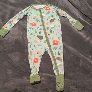 Little Sleepies Mint Green Camping Print Footie
